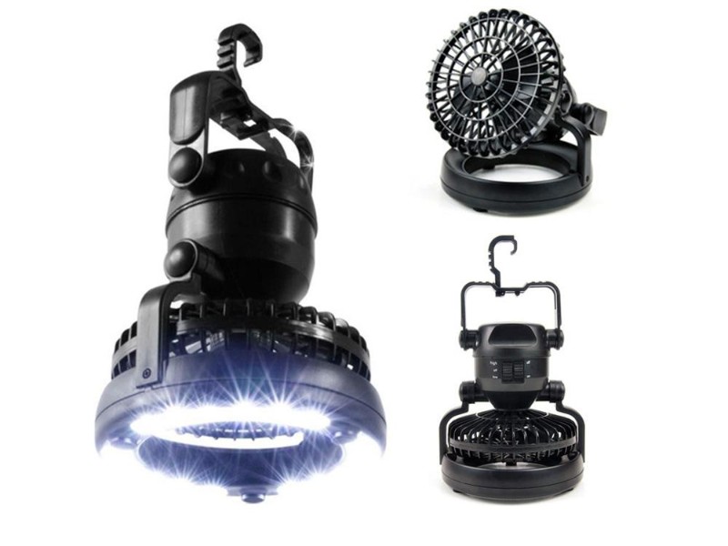 LED Light Cooling Fan wiht Hook for Camping/ Hiking/ Fishing