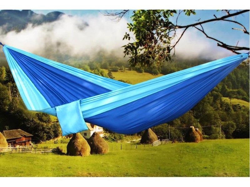 Blue Nylon Fabric Parachute Hammock for Camping/ Hiking