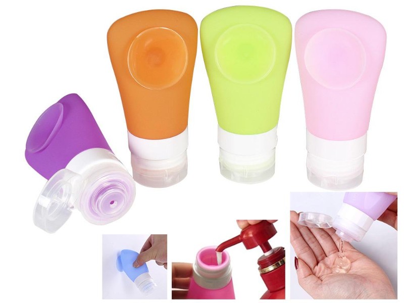 Set of 4 Silicone Travel Bottles with Pouch