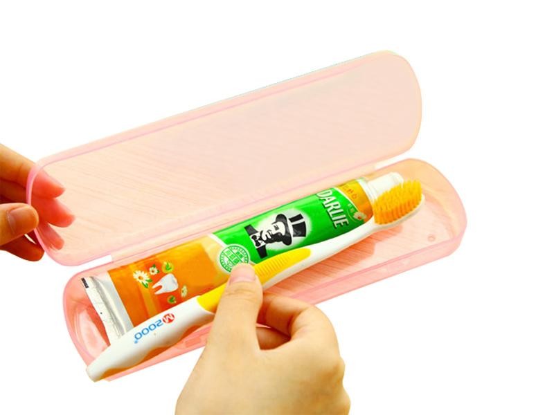 Portable Toothbrush Toothpaste Case - Pink