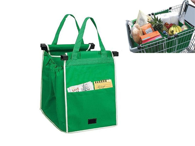 Collapsible Trolley Bag with Clips, Green