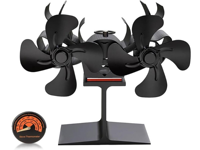 8-Blade Heat Powered Stove Fan for Fireplace