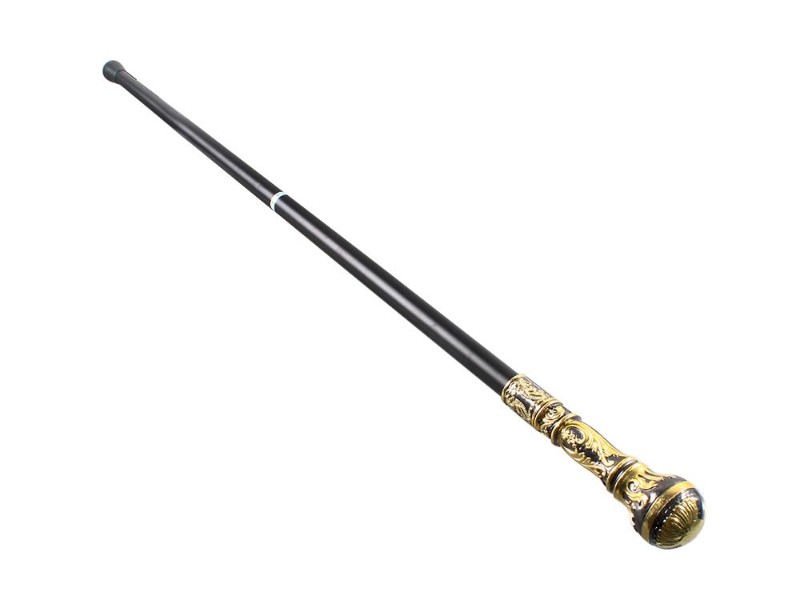 Folding Gentleman's Walking Cane (Black/Gold Alloy)