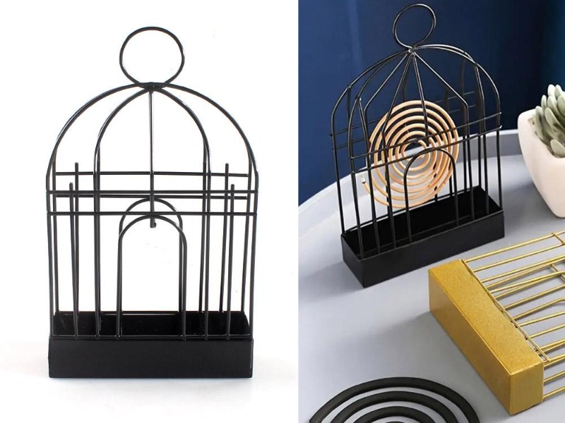 Metal Birdcage Mosquito Coil Holder - Nordic Style Burner Black