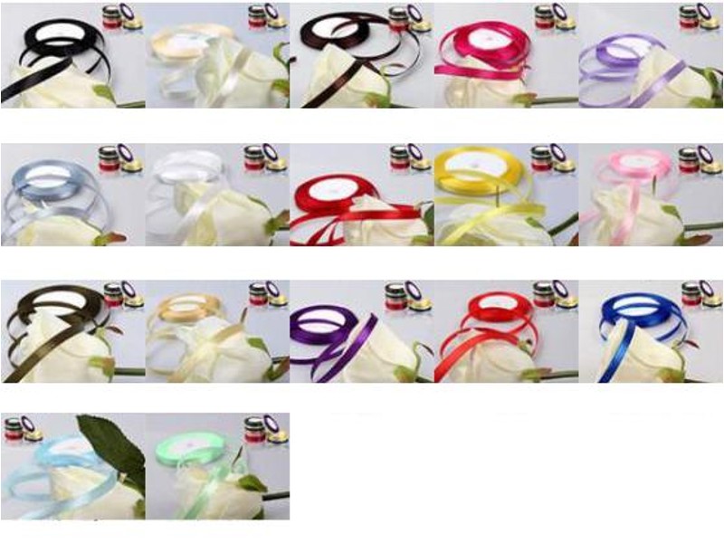 Ribbon Satin 6mm for Wedding Party, 15 Colours