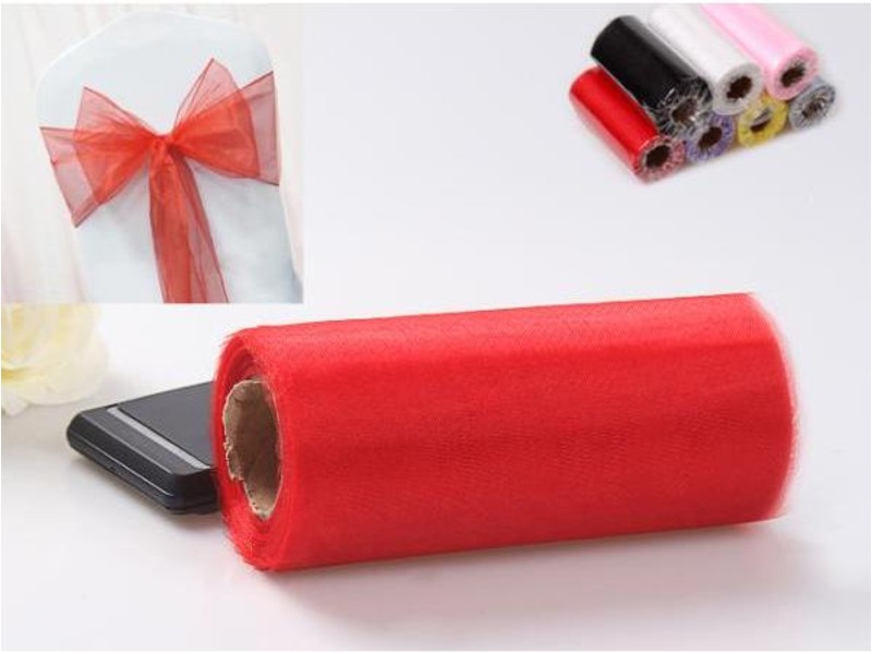 26m×14cm Red Organza Roll for Chair Cover Sash Bows