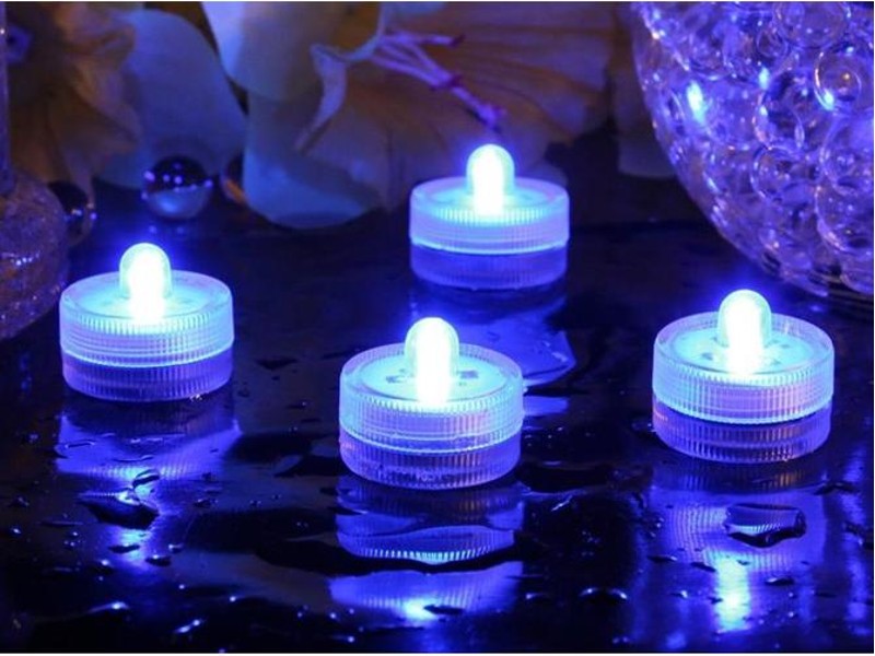 10pc Waterproof LED Tea Lights - Blue