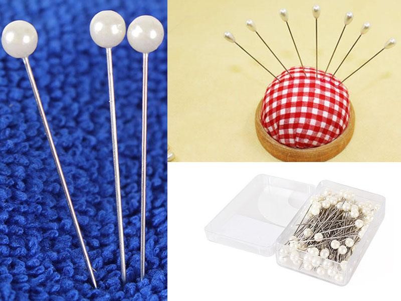 100PCS White Headed Pins for Headdresses/ Corsages/ Buttonholes