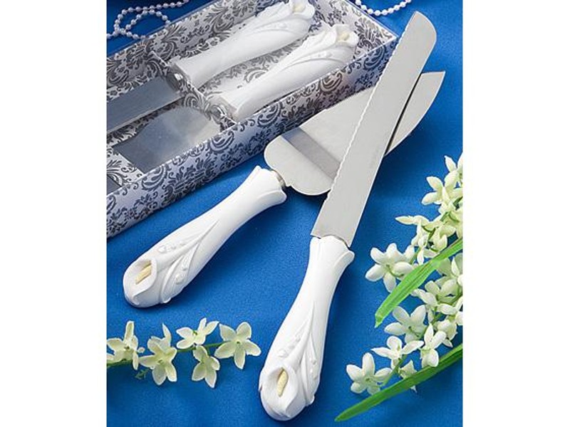 Wedding Cake Knife & Server Set - Calla Lily