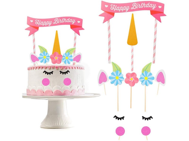 Unicorn Birthday Cake Topper Set