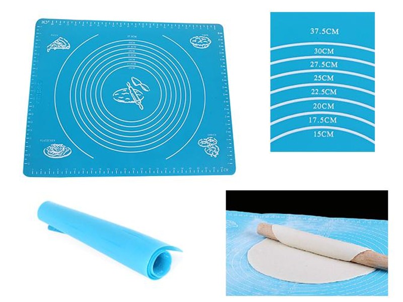 Blue Silicone Baking Mat with Circle Guide J
