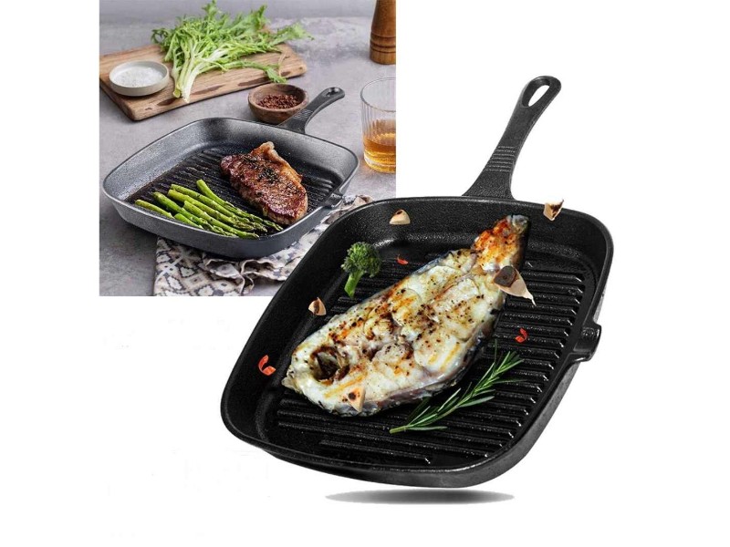 Cast Iron Steak Pan - Non-stick Skillet Grill Pan
