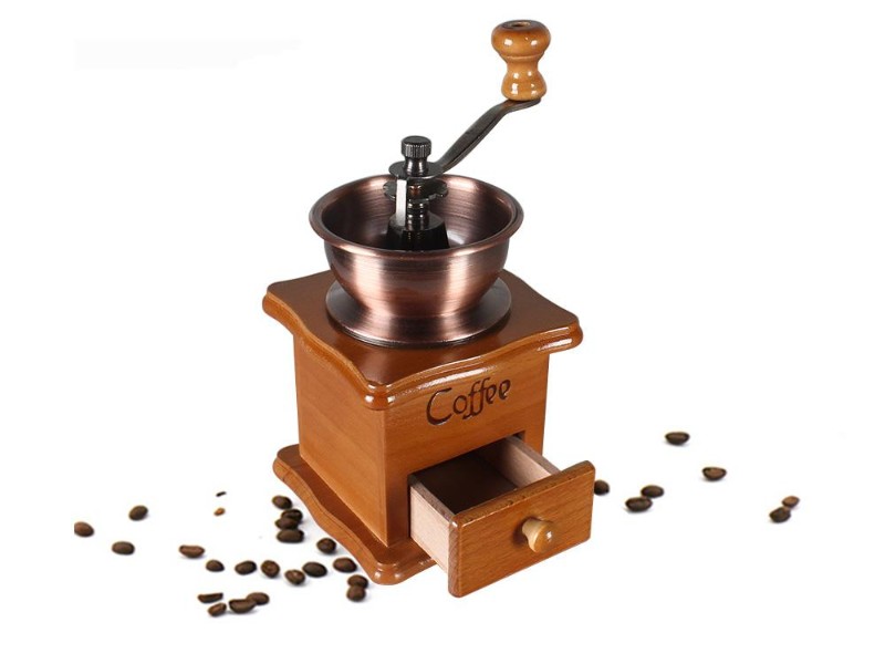 Vintage Manual Coffee Grinder Mini Wood Metal