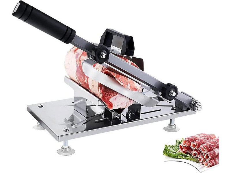 Manual Frozen Meat Slicer, Stainless Steel, Adjustable 0.3-8mm