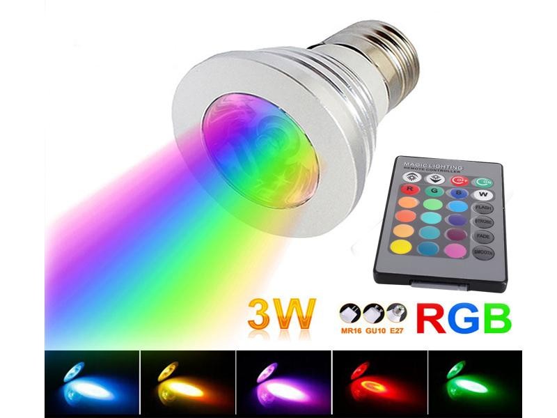 3W RGB Bulb Spotlight E27 16 Color Light Bulb
