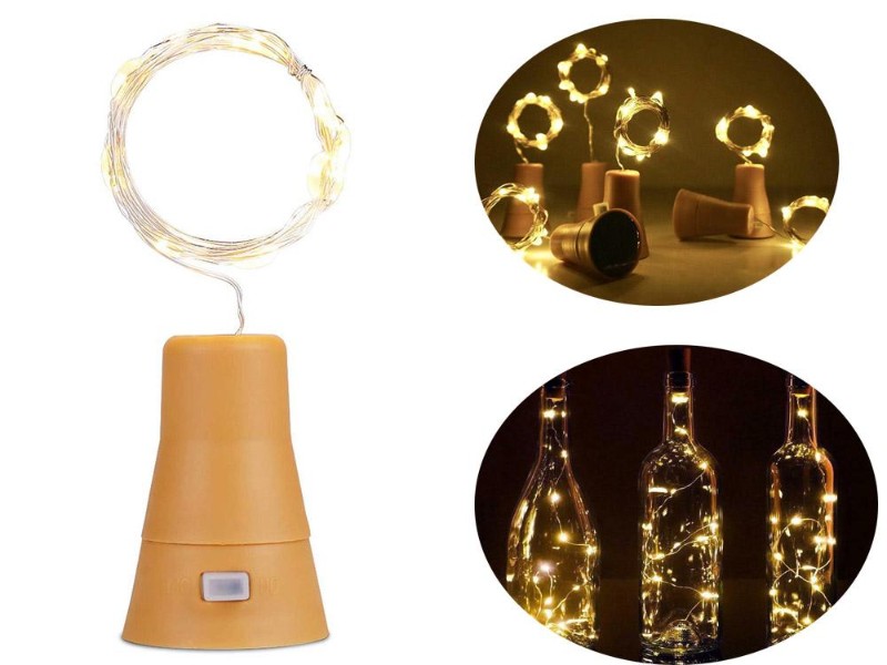 10 LED Warm White Wine Bottle Stopper Solar String Lights