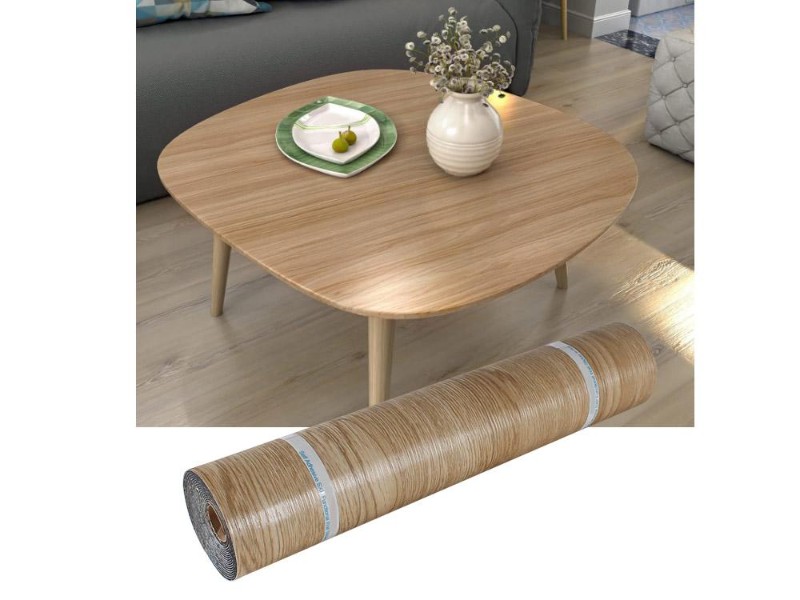 Warm Brown Wood Grain Vinyl Tile Roll 40x300cm - Self-Adhesive