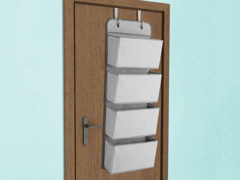 4 Pocket Over The Door Hanging Organizer Grey