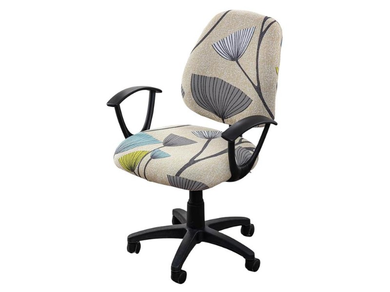 Printed Stretch Office Chair Backrest Cover for Split Chairs