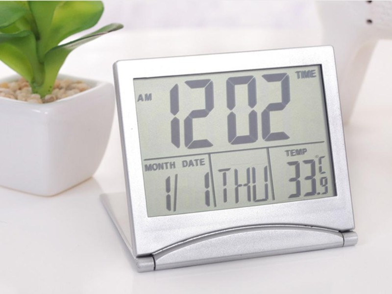 LCD Digital Desktop Clock with Music and Snooze Functions