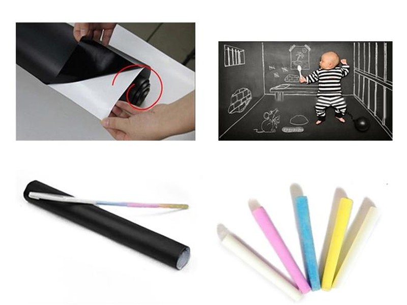 2 x Blackboard Sticker self-adhesive with 5 Chalks 200cm X 45cm
