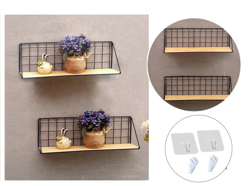 Black Wall Mounted Display Rack Floating Shelf 45.3x12x15cm