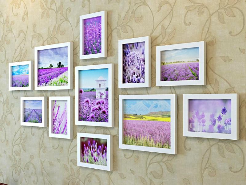 Wooden Photo Frames Wall 11 Pieces Set Combo WHITE