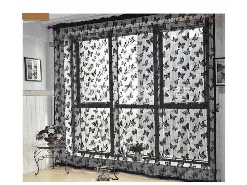 Black Butterfly Polyester FibreTassel String Curtain