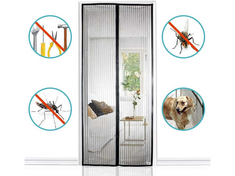 Magnetic Fly Screen Door Curtain - BLACK