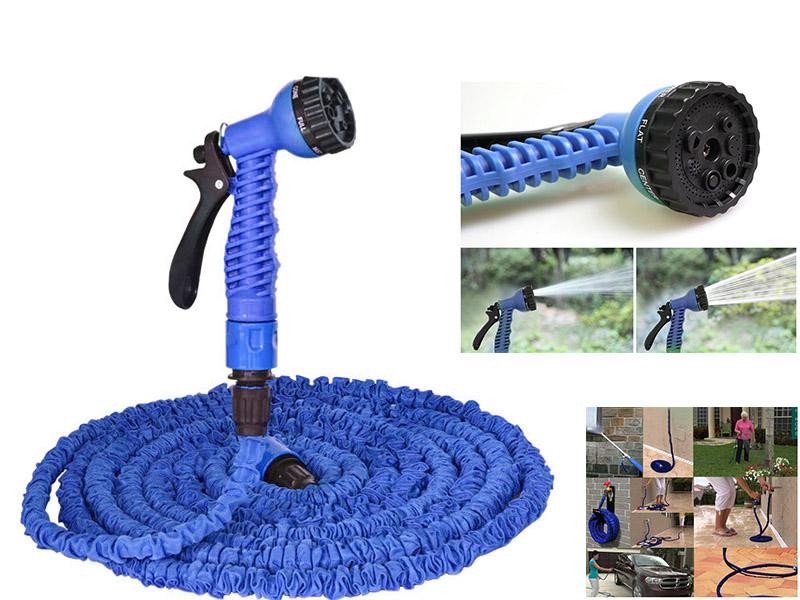 Expandable 22m Garden Hose & Spray Nozzle - Blue