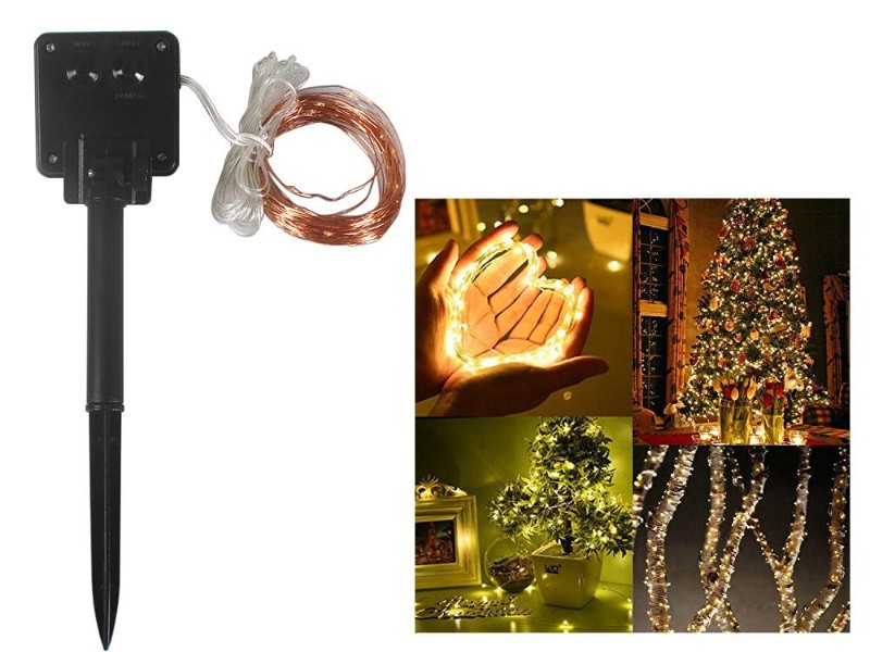 100 LED Solar String Lights Copper Wire Warm White Light