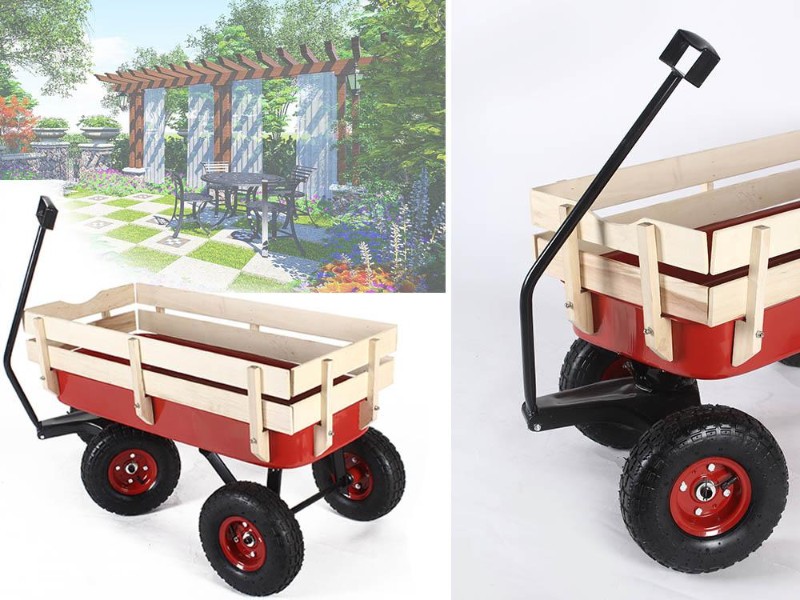Pulling Wagon with Wood Panel for Kids or Gardening