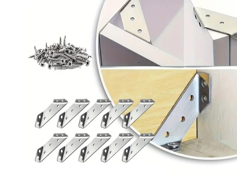 10x SS L Brackets - Furniture Corner Connector Wood Shelves NZ