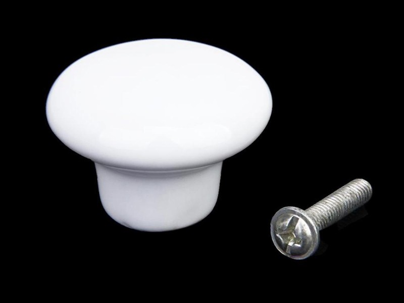 White Ceramic Round Cabinet Cupboard Pull Knob