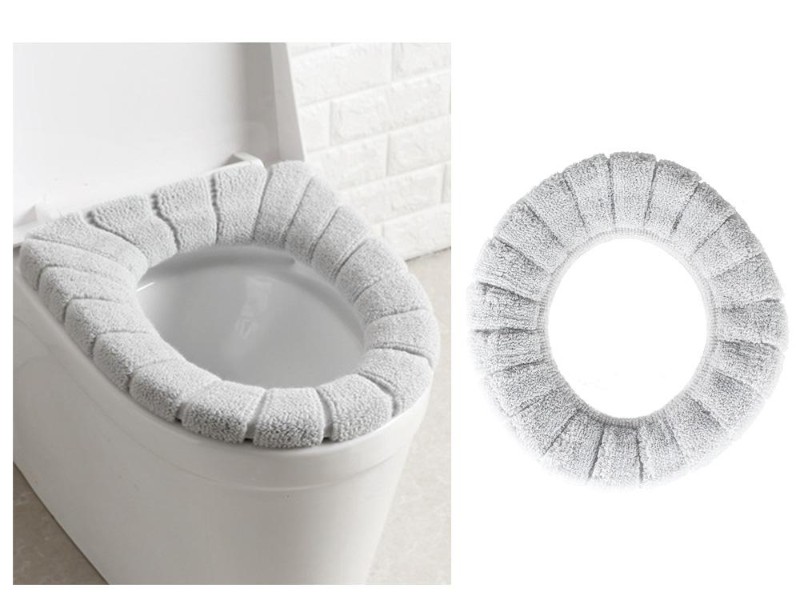 Soft and Warm Fabric Toilet Seat Cover-Light Grey