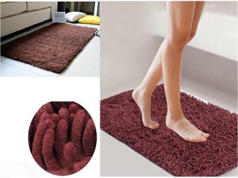 Bath Mat Shaggy Rugs Thick Shag Washable Coffee