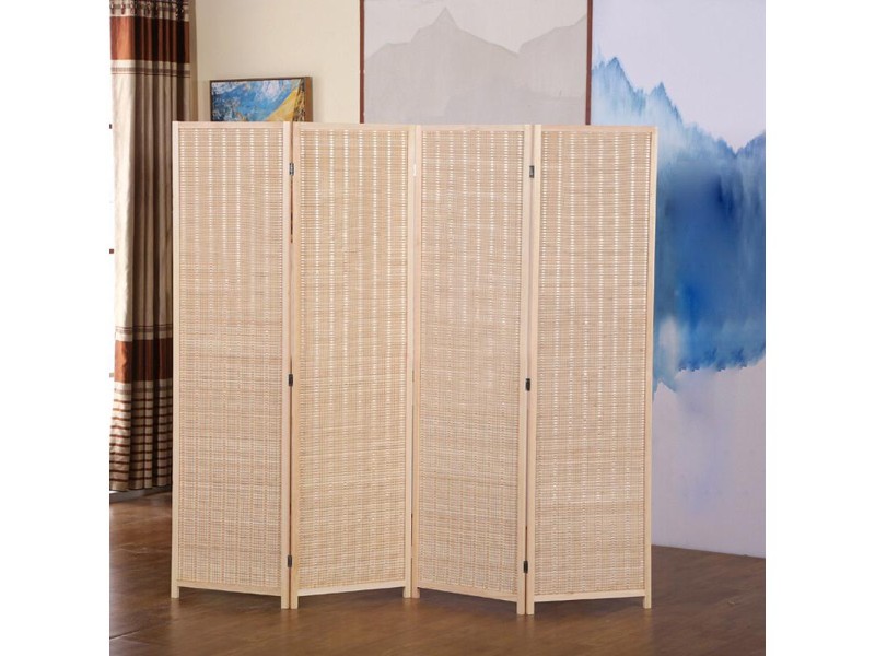 4-Leaf Bamboo Folding Screen Privacy Room Divider