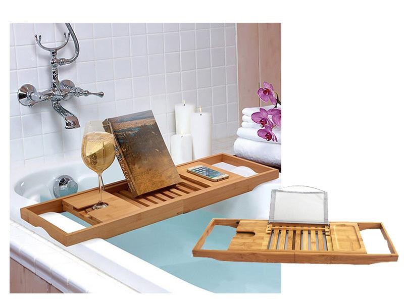 Retractable Wood Bathtub Caddy