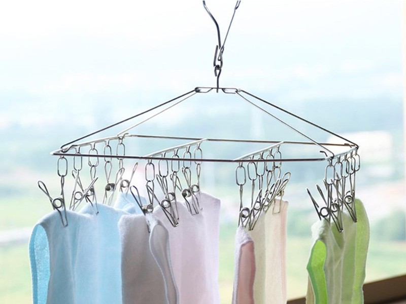Stainless Steel Clothes Drying Rack Portable with 20 Clips