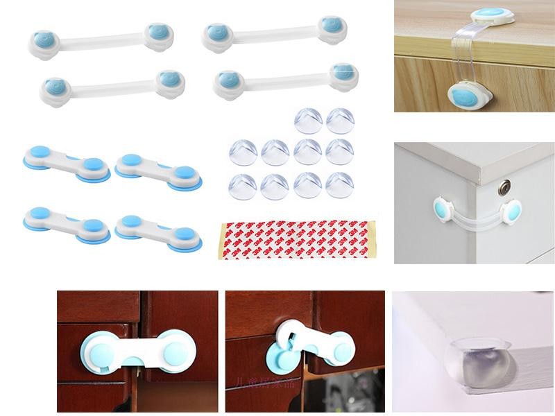 18pcs Child Safety Kit: 10 Corner Protectors & 8 Locks
