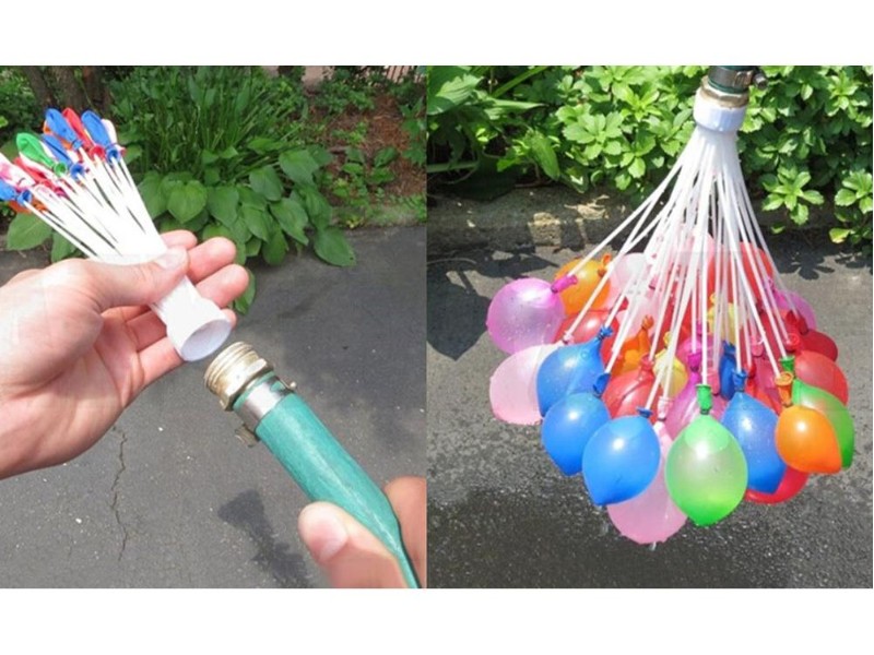 111 x Water Balloons & Hose Attachment Colourful