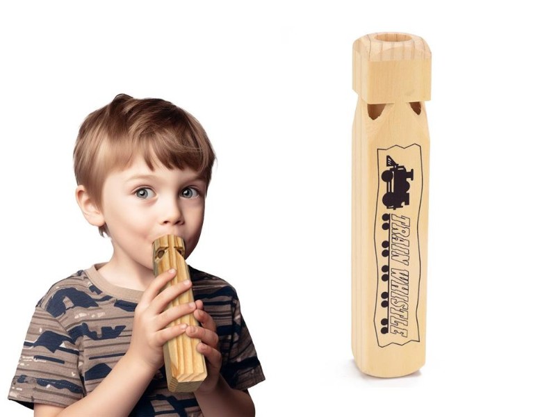 Wooden Train Whistle Toy with 4-Tone Sound