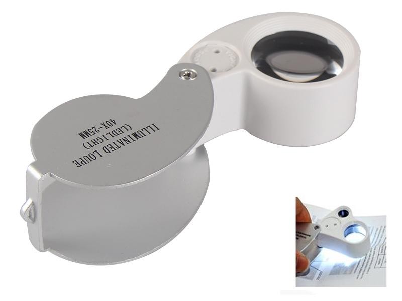 Magnifier Loupe Glass 40x with LED lights