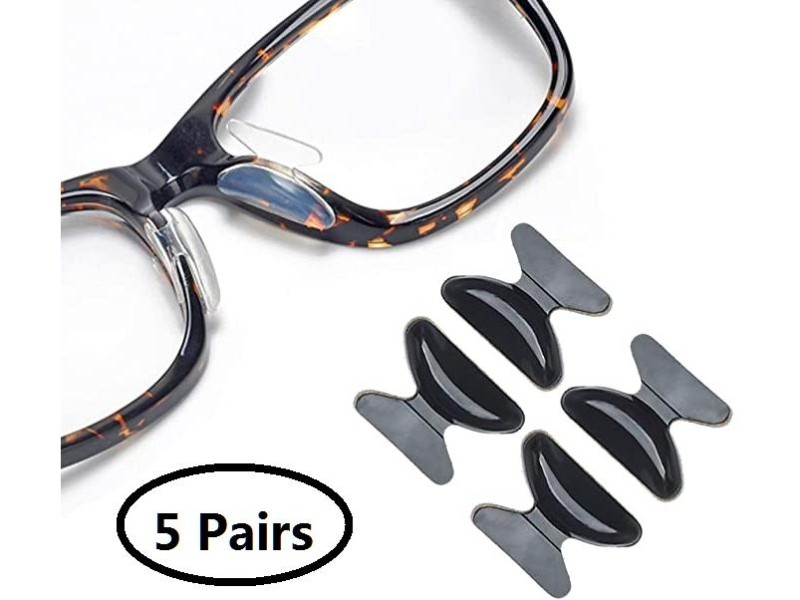 5 Pairs Anti-slip Silicone Glasses Pad on Nose-Black