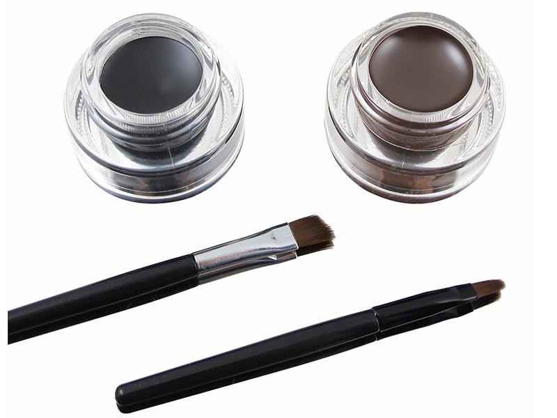 Eyeliner Gel Black & Brown Makeup + 2 Brushes Set
