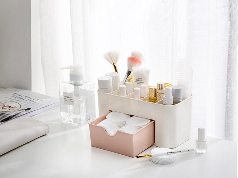 Make-Up Storage Box With Drawer - Pink
