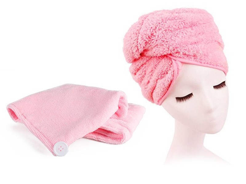 Pink Microfiber Hair Drying Cap