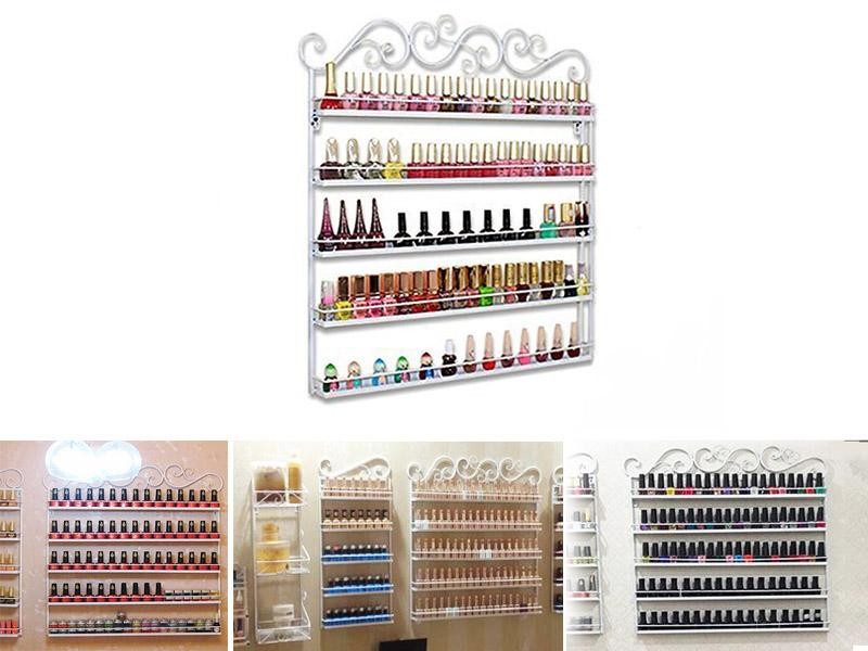 White 5-Tier Metal Nail Polish Wall Rack | Holds 125 Bottles