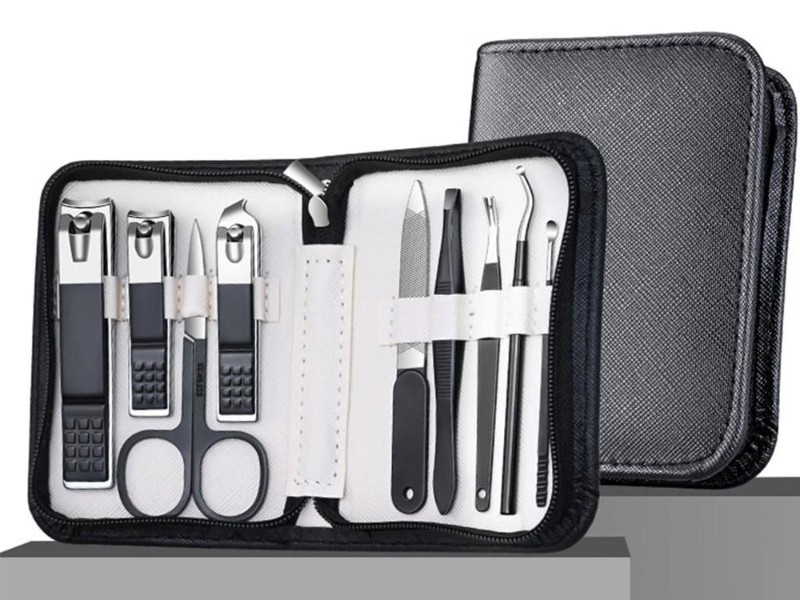 9pc Nail Manicure Kit, Carbon Steel, Portable Travel Set