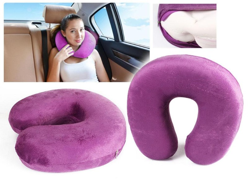 Purple U-shaped Memory Foam Travel Neck Pillow